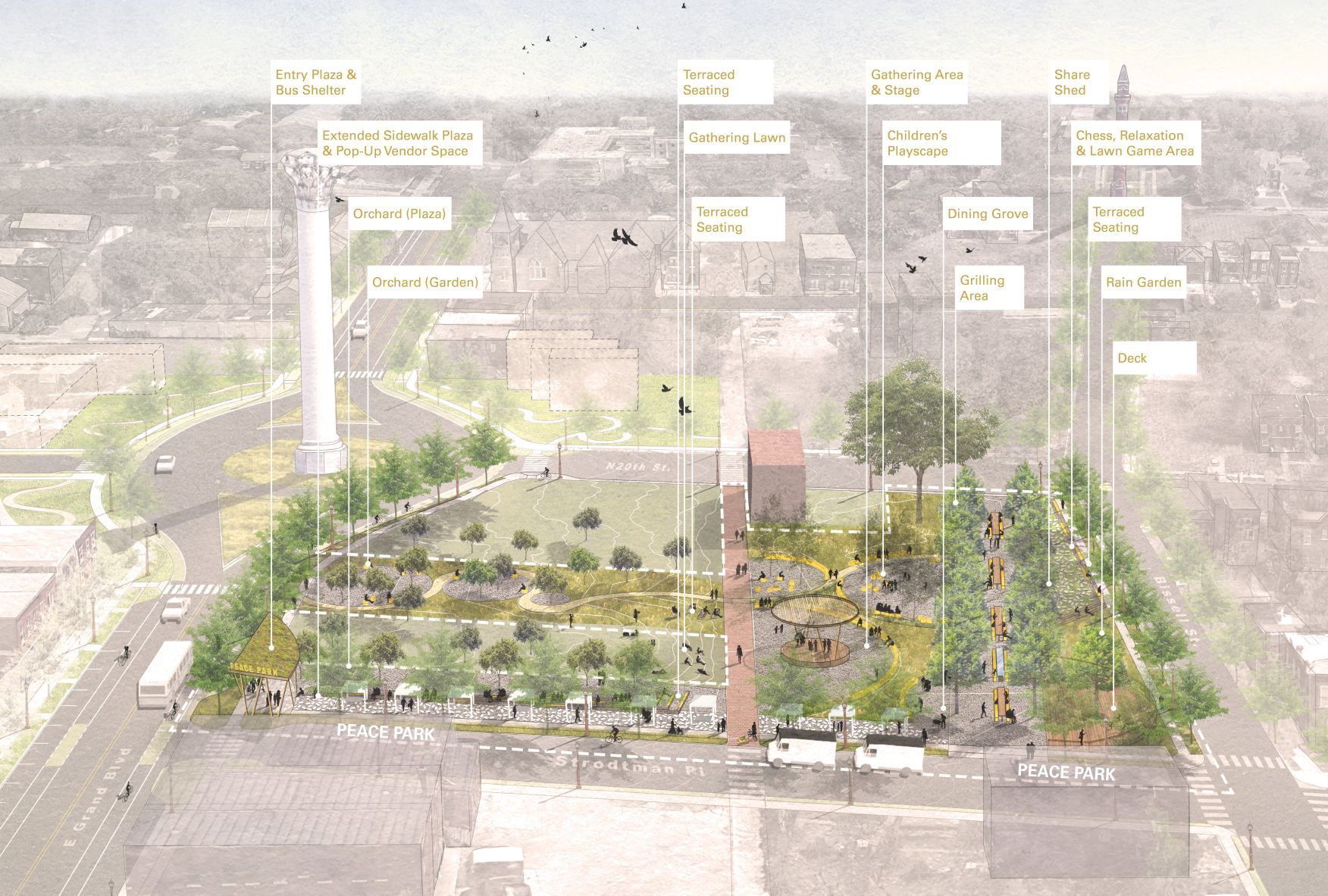 Peace Park improvements rendering